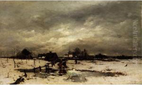 Abendliche Winterlandschaft Oil Painting by Ludwig Munthe