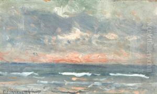 Avondrood Boven De Noordzee Oil Painting by Gerhard Arij Ludwig Morgenstje Munthe