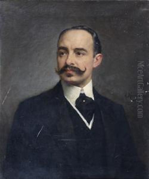 Portrait D'un Elegant Oil Painting by Alphonse Frederic Muraton