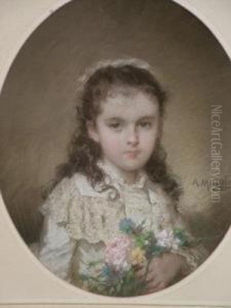 Portrait Of A Young Girl Oil Painting by Alphonse Frederic Muraton