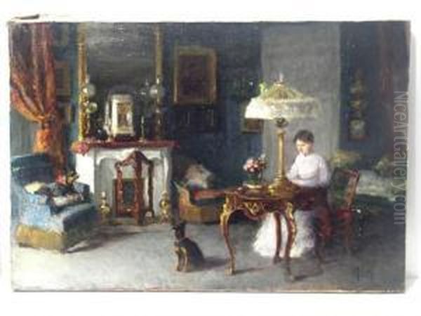 Femme 1900 Dans Un Interieur Oil Painting by Alphonse Frederic Muraton