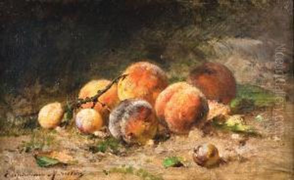 Nature Morte Aux Peches Et Auxprunes Oil Painting by Euphemie,nee Duhanot Muraton