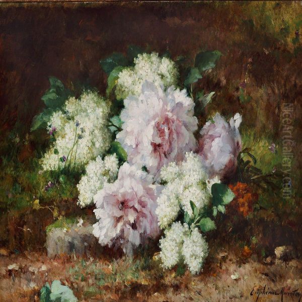 Peonies And Lilacs Oil Painting by Euphemie,nee Duhanot Muraton