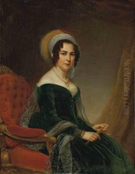 Dame Au Turban Ou Portrait De Madame Moritz Koenigswarter, Nee Cecilia Wertheimer Oil Painting by Louis Muraton