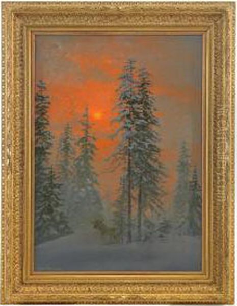 Winter Landscape Oil Painting by Wladimir Leonidovich Murawjoff