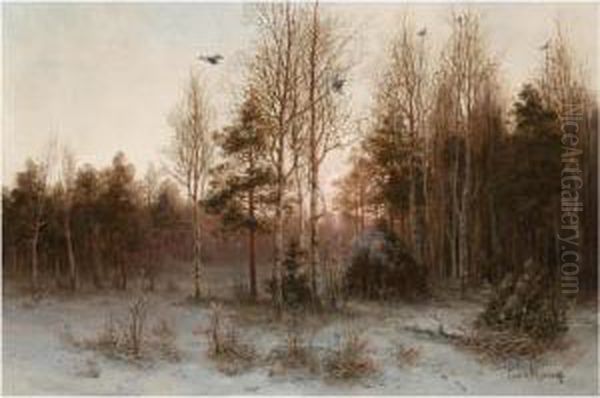 Forest At Twilight Oil Painting by Wladimir Leonidovich Murawjoff