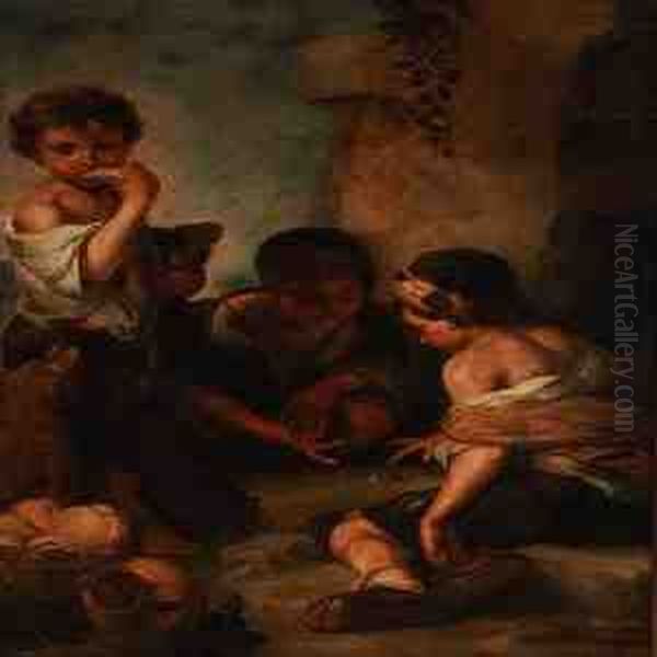 Three Boys Playing Dice Oil Painting by Bartolome Esteban Murillo