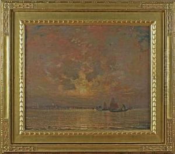 Moonrise On The Lagoon Oil Painting by Hermann Dudley Murphy