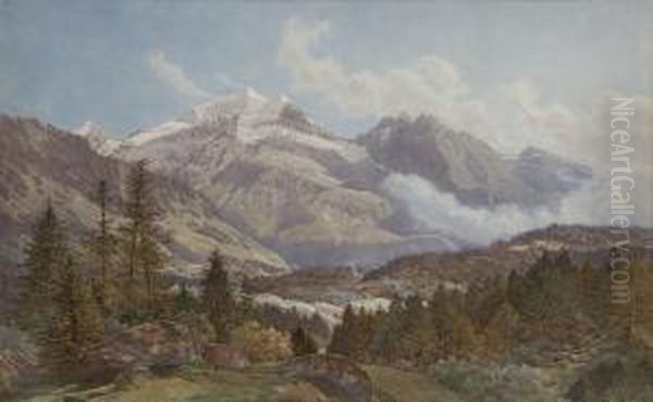 The Eiger, Jungfrau And Monk From Latterbrau Oil Painting by Alexander Henry Hallam Murray