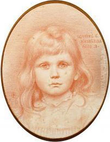 A Portrait Study Of A Young Girl, Muriel E. Heseltine, Aged 3 Oil Painting by Charles Fairfax Murray