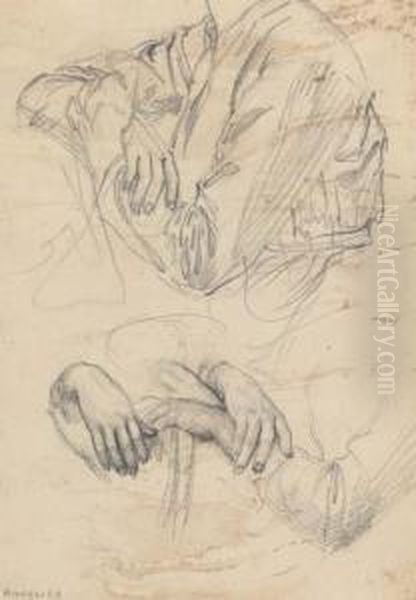 Study Of Hands And Drapery Oil Painting by Charles Fairfax Murray