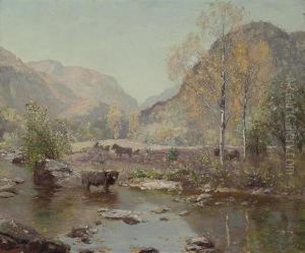 Autumn Gently Tints The Glen Oil Painting by David Murray