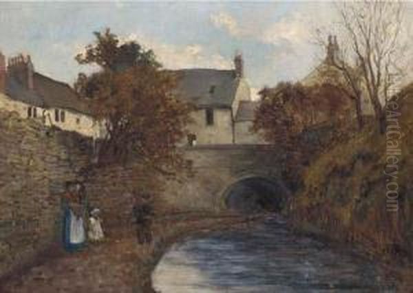 A Stroll By The Canal Oil Painting by Eben H. Murray