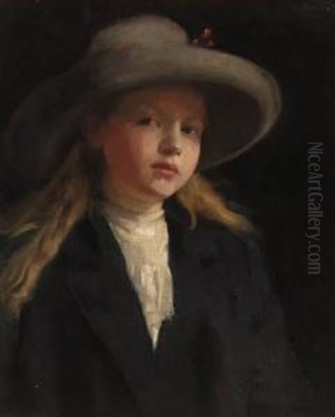 Portrait Of A Young Girl, Bust-length Oil Painting by George Murray