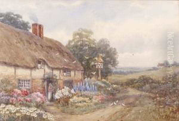 Four Views Of Hampshire Cottages Oil Painting by James T. Murray