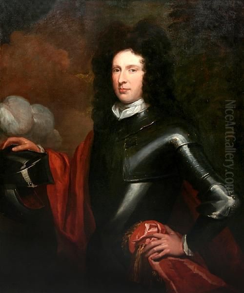 Portrait Of A Gentleman Wearing Armour And Red Robe Oil Painting by Thomas Murray