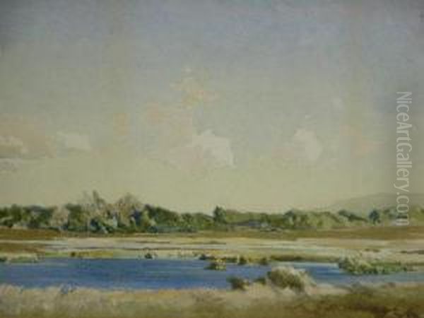 River Estuary With Expansive Sky Oil Painting by William Grant Murray