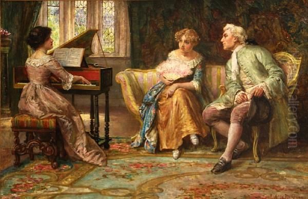 A Musical Interlude Oil Painting by Francis Sydney Muschamp