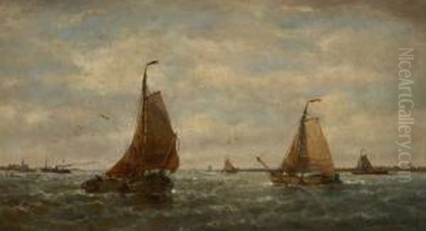 Scheldeboot Oil Painting by Francois Etienne Musin