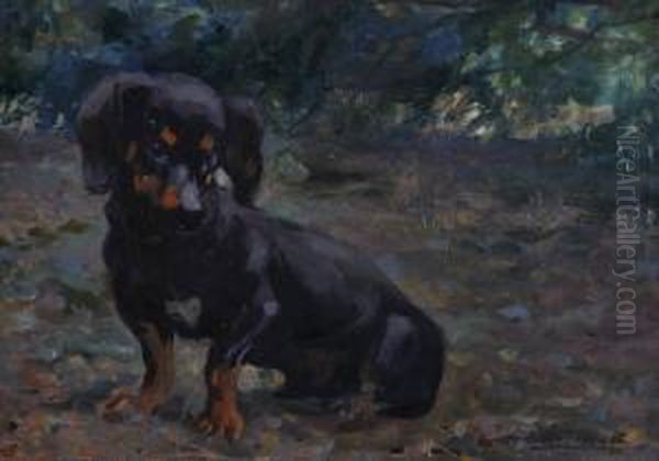 Portrait Of A Dog Oil Painting by Gustav Muss-Arnolt