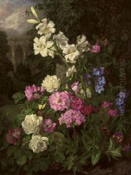 Garden In The Close Oil Painting by Martha Darley Mutrie