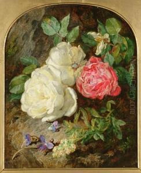 Still Life Of Roses Oil Painting by Martha Darley Mutrie