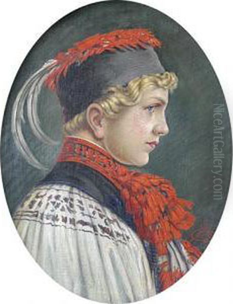 Boy In Folk Costume. Oil Painting by Kamil Vlasdislav Muttich