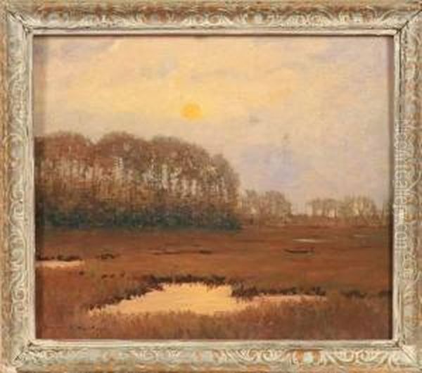 Landscape With Water In Forground Oil Painting by Robertson K. Mygatt