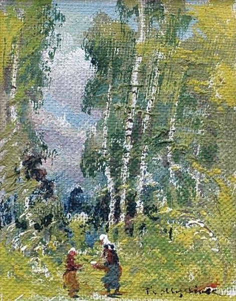 Birch Grove. Oil Painting by Frantisek Myslivec