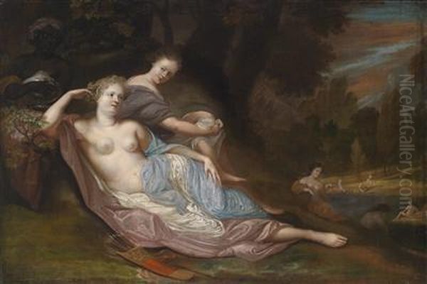 Diana And Her Nymphs Bathing Oil Painting by Daniel Ii Mytens