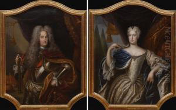 Pair Of Portraits Oil Painting by Martin Ii Mytens