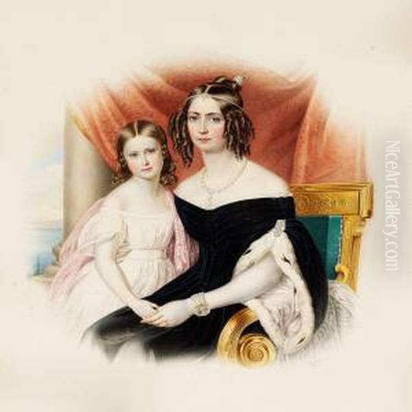 Portrait Of Empress Amelie-auguste-eugenie-napoleone Oil Painting by Franz Xaver Nachtmann