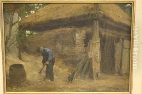 Boer Bij De Schuur Oil Painting by Frederik Nachtweh