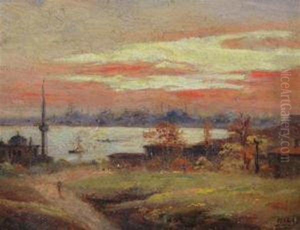 View Of Istanbul Oil Painting by Halid Naci