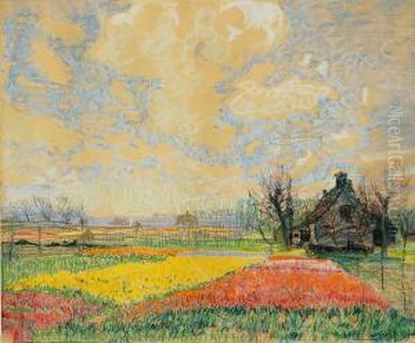 Bluhende Tulpenfelder Oil Painting by Frans Nackaerts