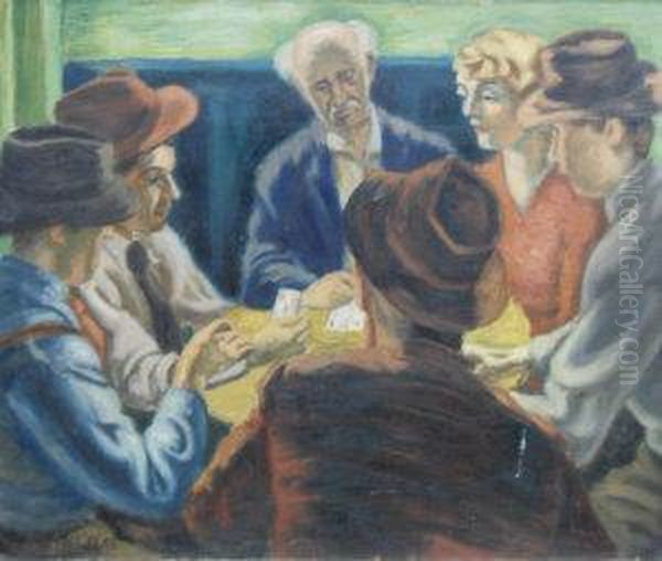 The Card Players Oil Painting by Norbert Nadel