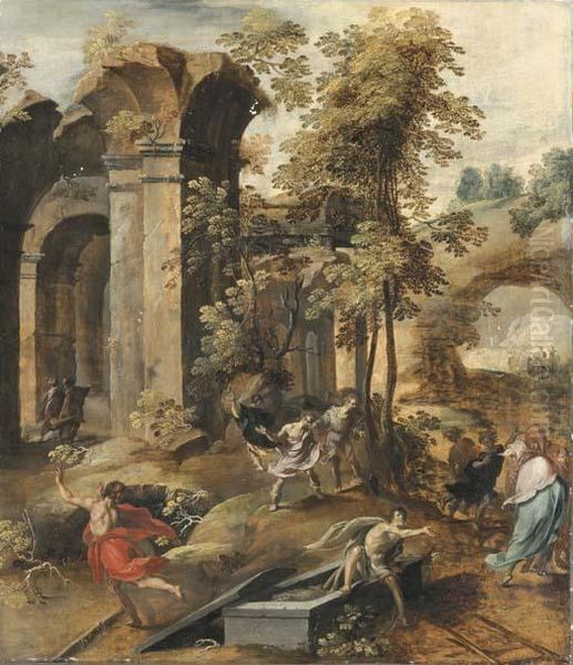 The Miracle At The Grave Of Elisha Oil Painting by Jan Nagel