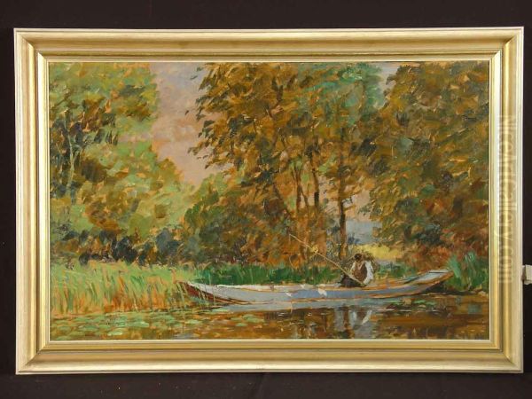 Angler Am Rheinaltwasser Oil Painting by Wilhelm Nagel