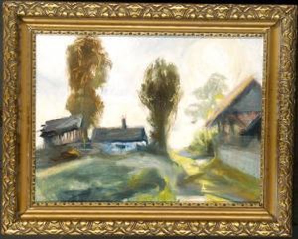 Falu Vegen Oil Painting by Janos Nagy Balogh