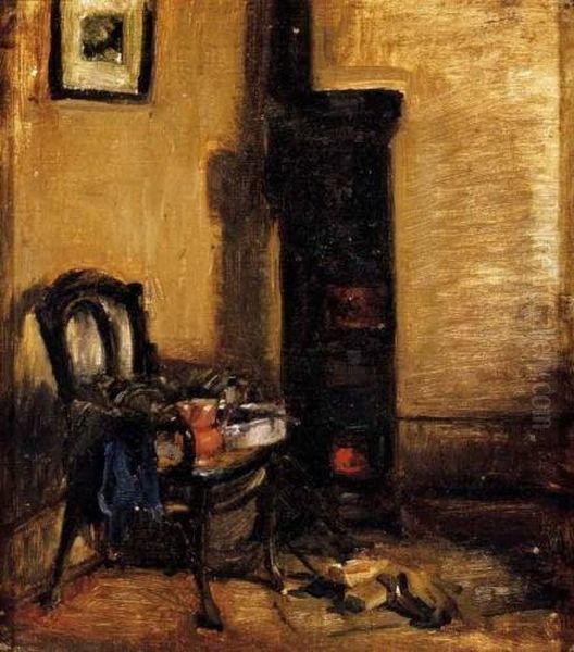 Interior With A Stove (stove And Chair), About 1910 Oil Painting by Janos Nagy Balogh