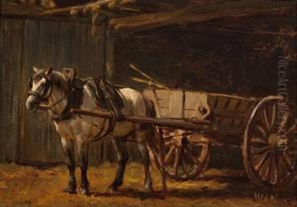 Yoked Horse Oil Painting by Willem Carel Nakken