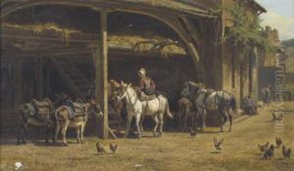 Sonnige Bauernhofszene Oil Painting by Willem Carel Nakken