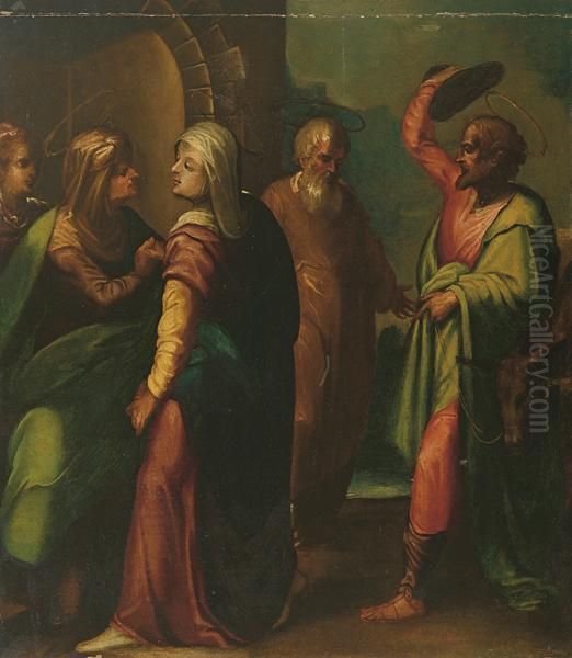 Visitazione Oil Painting by Giovan Battista Naldini