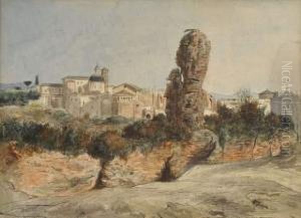 Vue D'un Village Italien Oil Painting by Celestin Francois Nanteuil