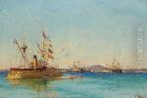 La Flotte A Toulon Oil Painting by Francois Nardi