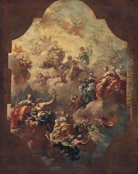 The Apotheosis Of Hercules - A Bozzetto Oil Painting by Francesco Narici