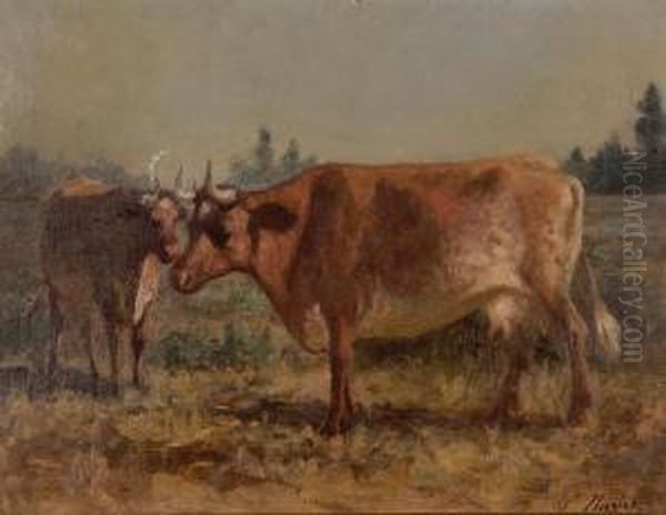 Cows Oil Painting by Ernest Narjot