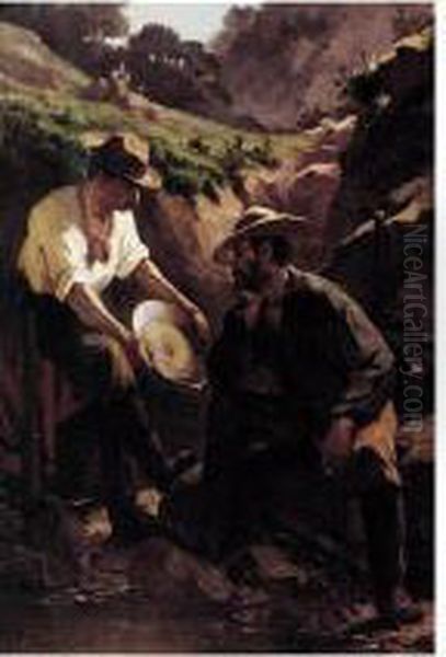 Two Miners Oil Painting by Ernest Narjot