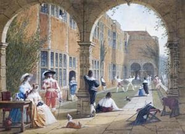 Fencing, Haddon Hall Oil Painting by Joseph Nash