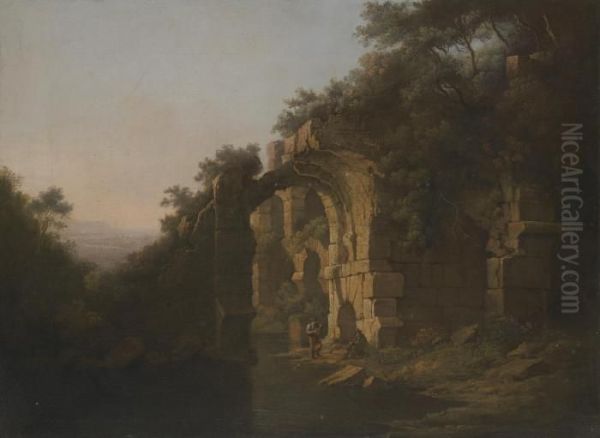 A Capriccio View Of The Colosseum Ruins Oil Painting by Alexander Nasmyth